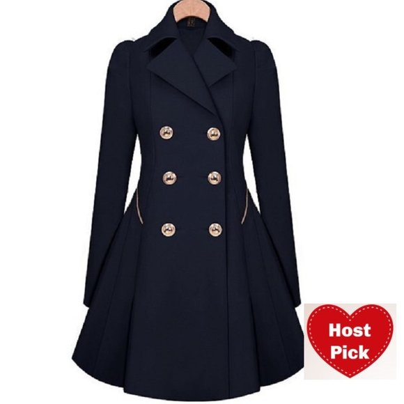 Women's Light Trench Coat Mid thigh length - Navy Blue